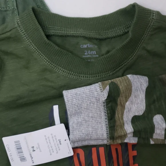 *SOLD* 5/$30 CARTER'S NWT Footless Sleeper and Denim Overalls Dino Little Dude - Picture 3 of 6